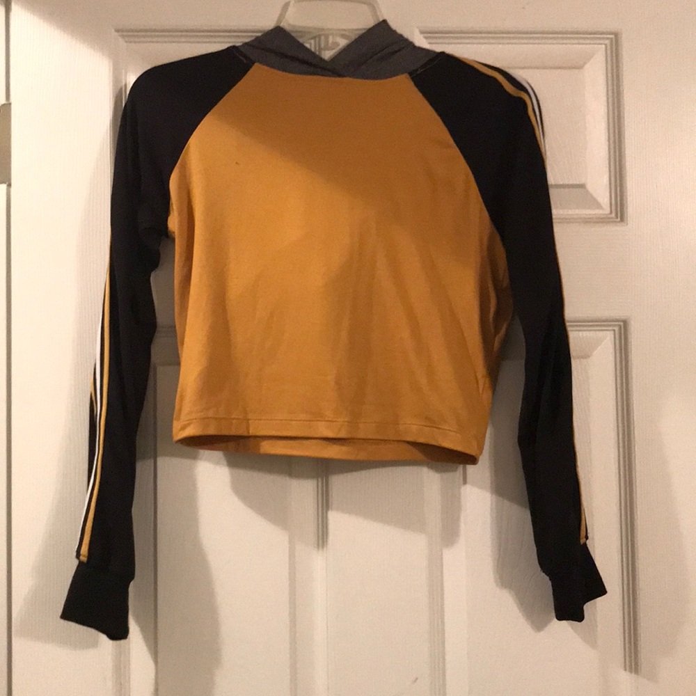 Hot Kiss Yellow and Black Hoodie Long Sleeved Sz S